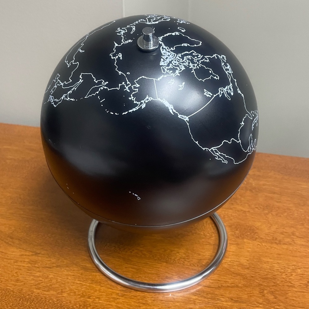 Black and Silver Decorative 10” World Globe Accent Map Student/Office Decor